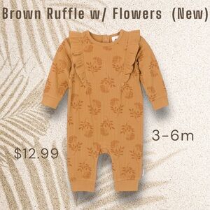 Gerber Brown Ruffle Bodysuit with Floral Design